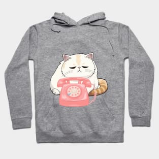 Sad Cat and Retro Rotary Dial Phone Hoodie